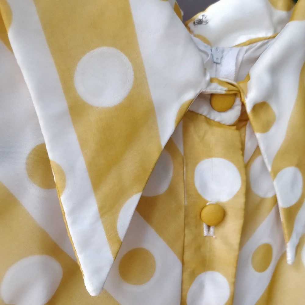 Coco California Vintage 70s Yellow Polka Dot Maxi Dress - Picture 6 of 7